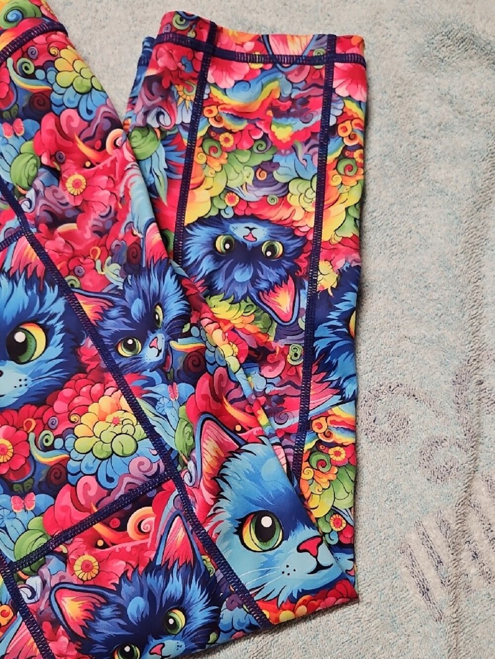 Constantly Varied Gear Bright Blue Cat & Rainbow Floral Leggings - Picture 5 of 5